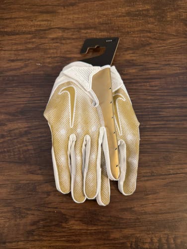 Nike Vapor Jet Receiver Gloves White/Gold Adult Medium