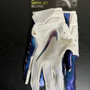 Nike Vapor Jet 7.0 White Iridescent Blue Purple Football Gloves Mens Large