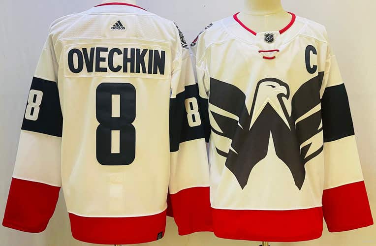 Washington Capitals 8 Alex Ovechkin Hockey Jersey Reverse Retro White Size M