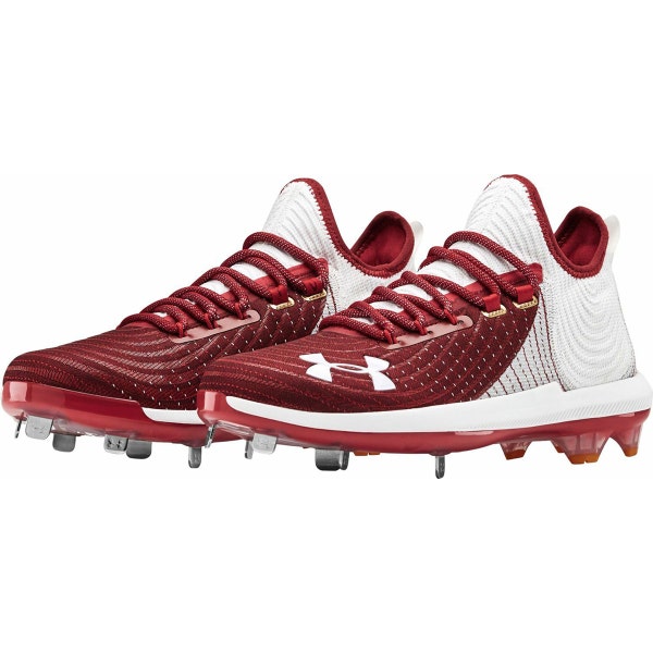 Under Armour UA Harper 4 Low ST Metal Baseball Cleats Red White Size 16 Maroon