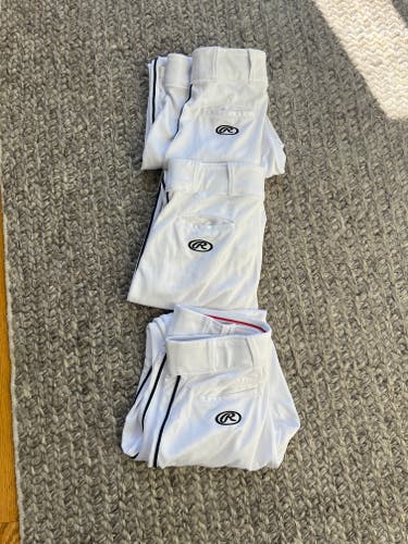 Rawlings Pro150 White w/Navy Pipe Baseball Pants - Used - Adult Medium - Selling Individually