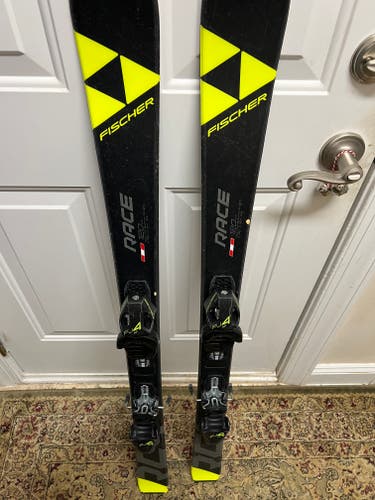 Used Kid's Fischer 120 cm Racing RC4 Race Skis With FJ4 Bindings