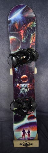GNU BOARDING FOR BREAST CANCER SNOWBOARD SIZE 155 CM WITH RIDE LARGE BINDINGS