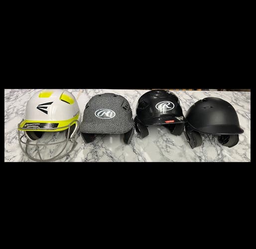 4 batting helmet lot $28