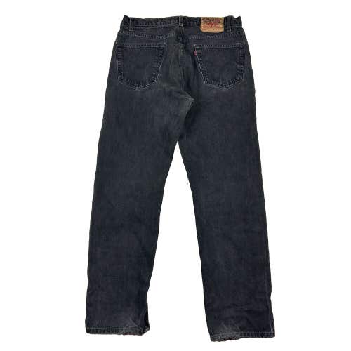 Vintage Levi's 505 Black Denim Jeans Regular Fit Straight Leg Distressed 35x30
