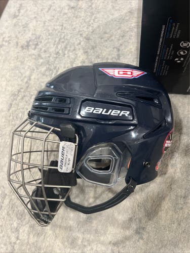 Used Combo Small Bauer Re-Akt 75 Helmet Navy Blue
