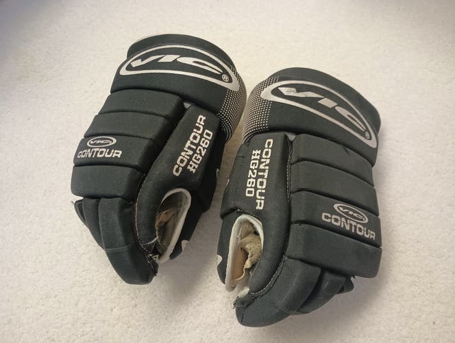 Used Black VIC HG260 Ice Hockey Gloves 14" - Vintage Hockey Equipment