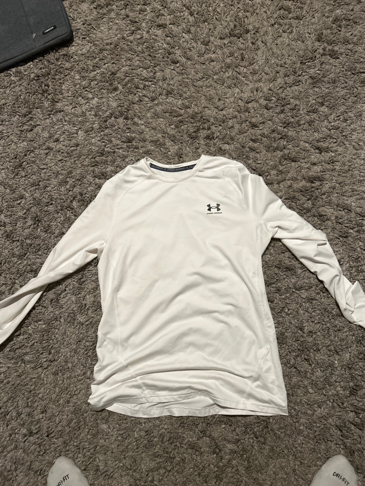 White Large Under Armor Long Sleeve Cold Gear Compression