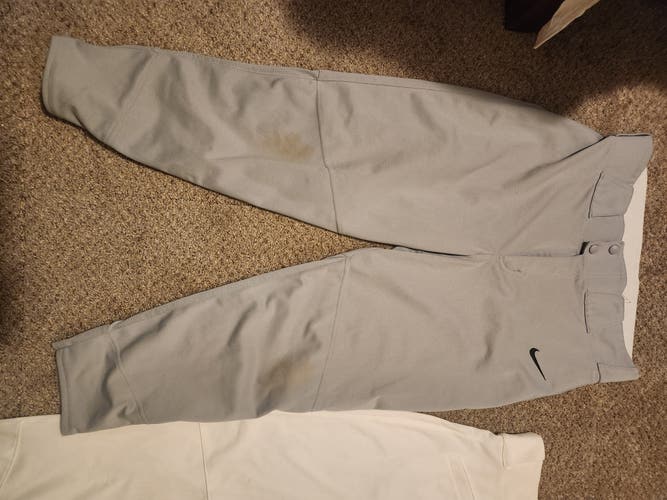 White and Gray Adult Men's Medium Nike Game Pants