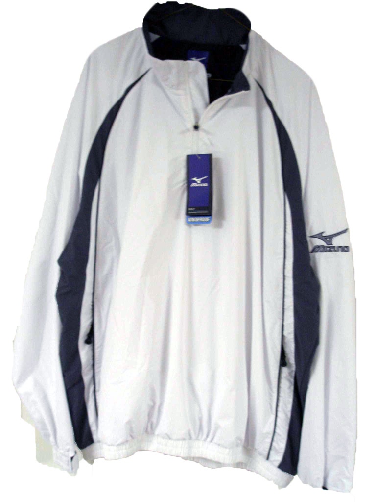 Mizuno Windlite Long Sleeve Shower Top (White/Silver, Medium) Golf Jacket NEW