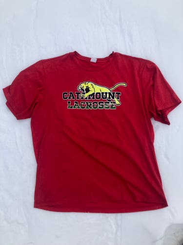 Catamount lacrosse t shirt large red numbered