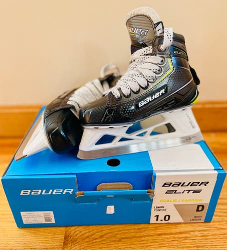 Junior Used Bauer Elite Hockey Goalie Skates Regular Width Size 1