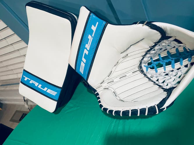 True Hockey goalie glove and blocker