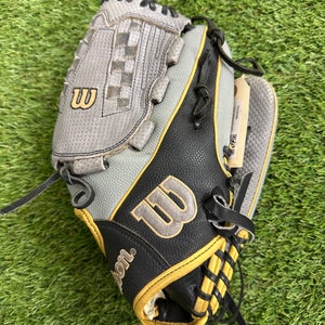 Used Wilson A2000 Right Hand Throw Outfield Softball Glove 12.5"