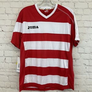 Joma Mens Striped Size XS-S Red White Vneck SS Soccer Jersey NWT
