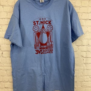 Gildan Adult Unisex NWA St. Nick 3V3 Soccer Games Size XL Blue Red Tshirt New