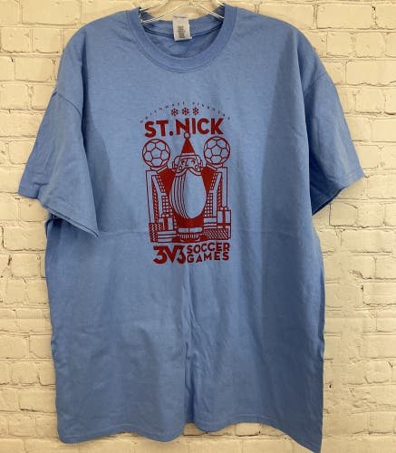 Gildan Adult Unisex NWA St. Nick 3V3 Soccer Games Size XL Blue Red Tshirt New