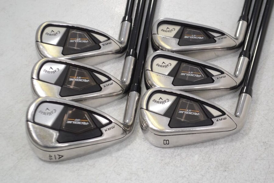 LEFT HANDED Callaway Rogue ST MAX 6-PW,AW Iron Set Regular Flex Graphite #167134