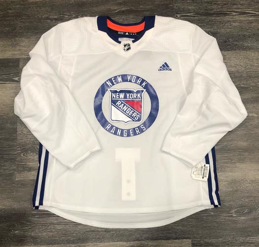 New York Rangers Adidas MIC Pro Stock Hockey Practice Jersey White Size 56