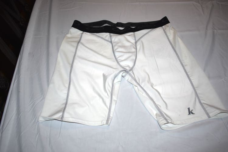 Kelley Compression Sliding Shorts w/Cup Pocket, White, Youth XL