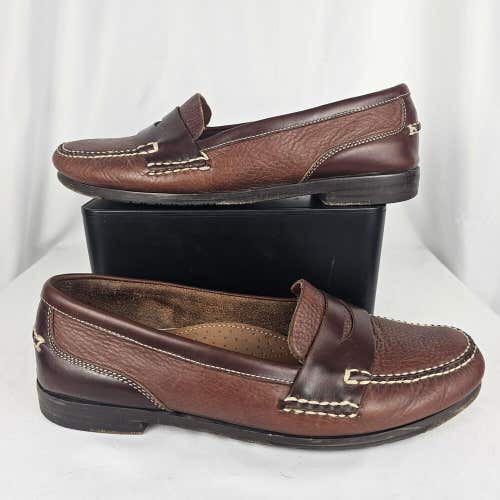 David Spencer Two Tone Brown Leather Penny Loafers Size 10.5 M 523-30