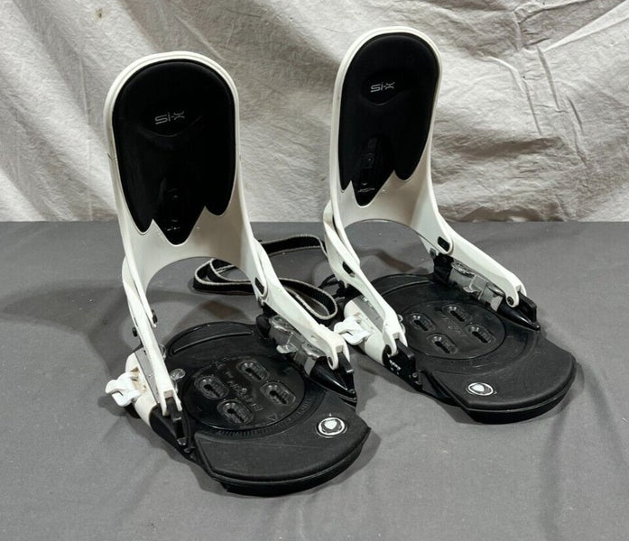 Burton SI X Black White Carbon Fiber Step In Snowboard Bindings Medium 8 10