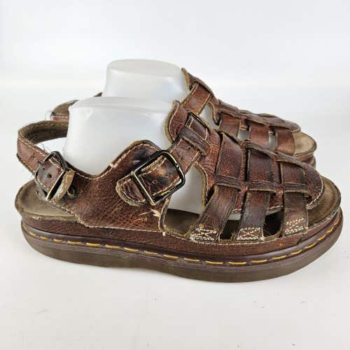 Vtg Dr Martens England 8092 ARC Brown Leather Fisherman Sandals Mens Size US 12