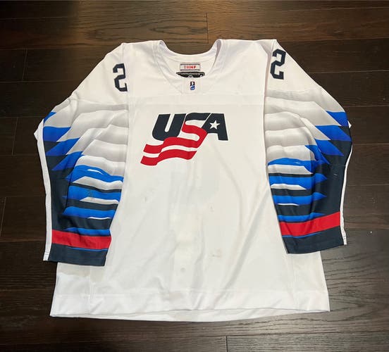 Team USA Hockey game-worn #2 Seamus Powell jersey 2022 World championships U-18