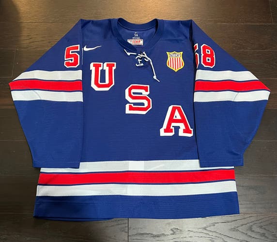 Team USA Hockey game-worn #58 Nathan Tobey jersey 2021-22 USHL * Rare Blue *