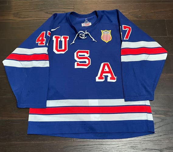 Team USA Hockey game-worn #47 Aram Minnetian jersey 2021-22 USHL * Rare Blue *