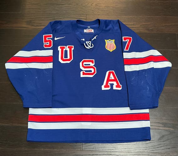 Team USA Hockey game-worn #57 Zach Schulz jersey 2021-22 USHL * Rare Blue *