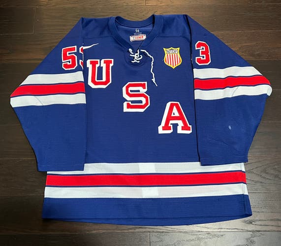 Team USA Hockey game-worn #53 Salvatore Guzzo jersey 2021-22 USHL * Rare Blue *