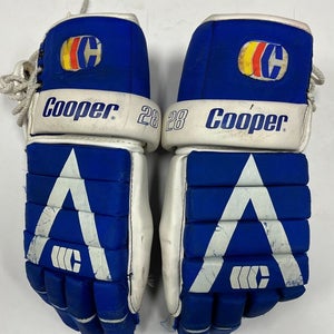 Vintage Cooper 28 Hockey Gloves 15" leather glove senior SR ice inch white blue