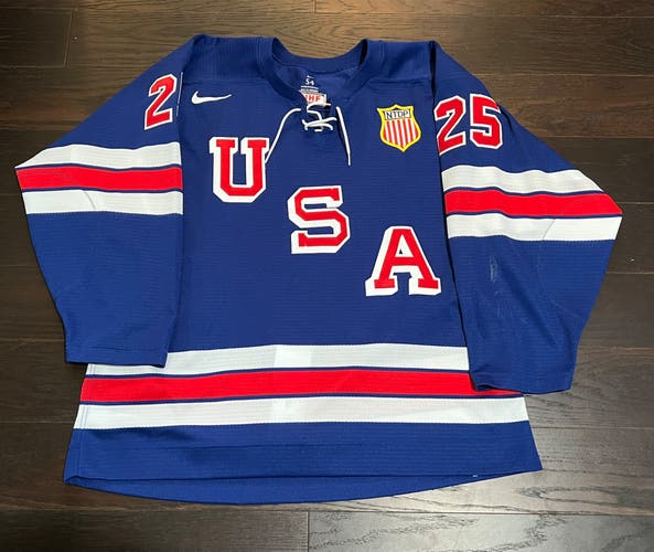Team USA Hockey game-worn #25 Jonah Aegerter jersey 2021-22 USHL * Rare Blue *