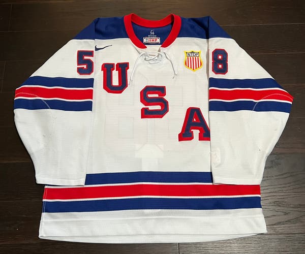 Team USA Hockey game-worn #58 Nathan Tobey jersey 2021-22 USHL
