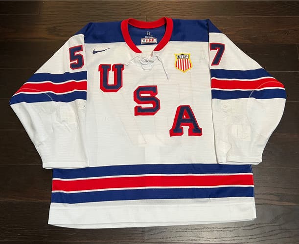 Team USA Hockey game-worn #57 Zach Schulz jersey 2021-22 USHL