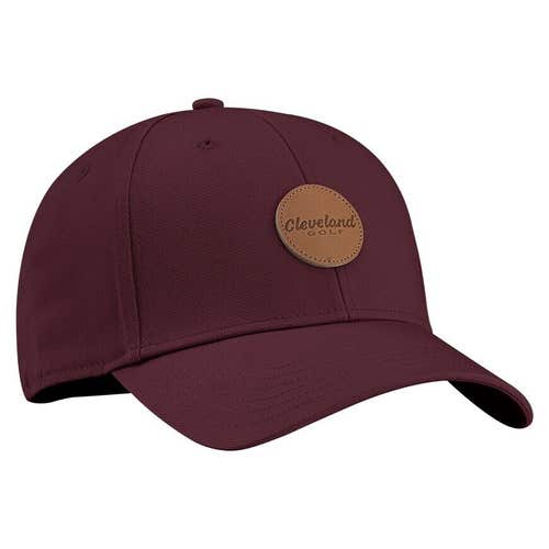 Cleveland Leather Patch Hat -Limited Edition Hat with Leather Strap - MAROON RED