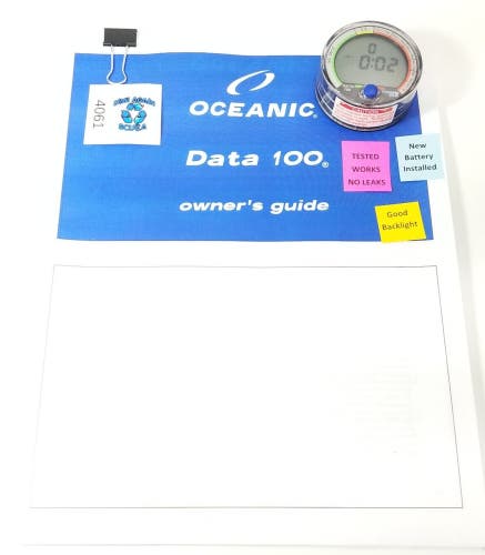 Oceanic Data 100 Puck Scuba Dive Computer + Manual                         #4061