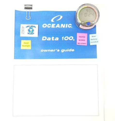 Oceanic Data 100 Puck Scuba Dive Computer + Manual                         #4062