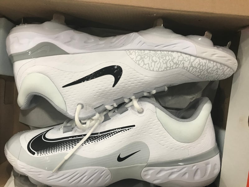 Nike Alpha Huarache Elite 4 Low FD2745-100 White Black Metal Baseball Cleats Men's Size 11.5 NEW