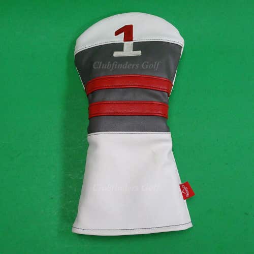 Callaway Vintage White/Grey/Red Synthetic Leather Golf Driver Headcover