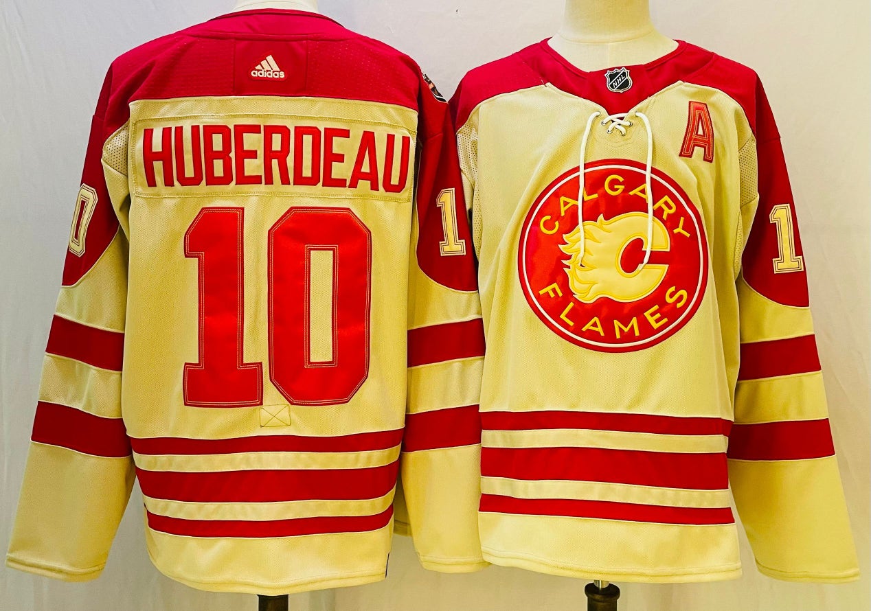 Calgary Flames 10 Jonathan Huberdeau Red Ice Hockey Jersey Size 56 throwback