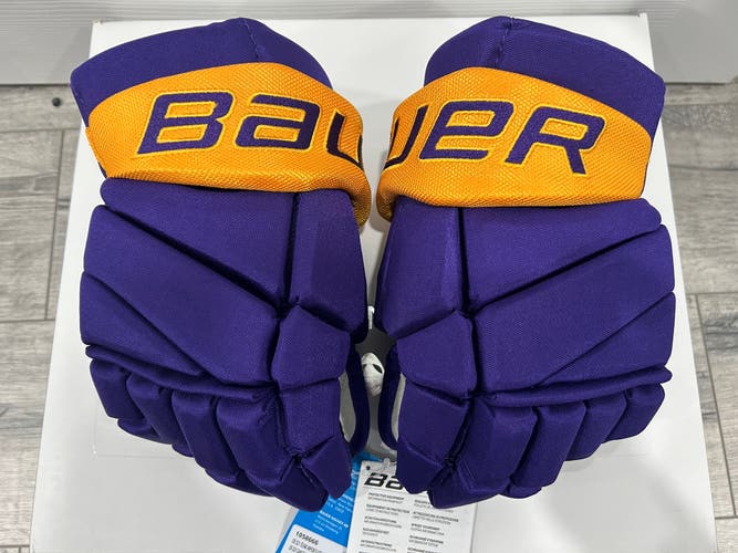 Bauer Senior Vapor Elite Team Hockey Player Gloves 14” Los Angeles purple/Yellow