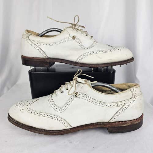 Vintage FootJoy Classics White Wingtips Men’s Golf Shoes Size 12A Style 56911