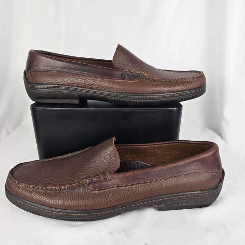 ALLEN EDMONDS Westland Moc Toe Brown Leather Pebble Loafers Shoes Mens Size 10D