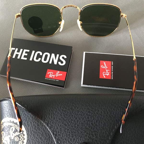 Ray-Ban Hexagonal Sunglasses Unisex + Case Ray-Ban Hexagonal Flat Lenses M (51 - 21) with Brown lenses  main image 2