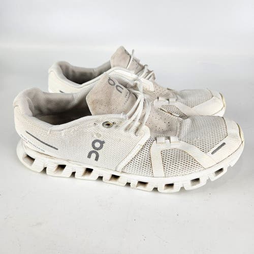 On Cloud 5 Womens White/Sand Athletic Cushioned Running Shoes Sneakers Size 7.5