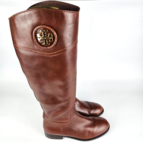 Tory Burch Women's Size: 8.5 M Knee High Brown Leather Tall Riding Boots