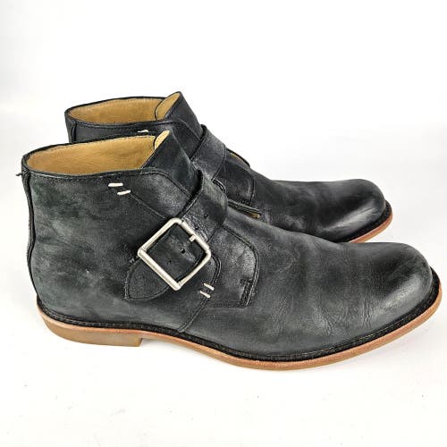 UGG Graham Men's Size: 9.5 Monk Strap Black Leather Ankle Boots Chukka Buckle