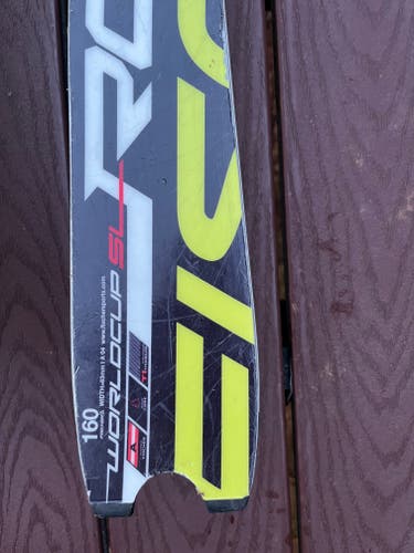 Used Fischer 160 cm Racing RC4 World Cup SL Skis With Bindings Max Din 16